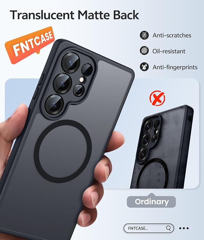 FNTCASE for Samsung Galaxy S25 Ultra Case, Compatible with Magsafe Black | Screen Protector, Full Camera Protection, Translucent Matte, 14FT Military Grade Drop Proof, Protective Phone Cover - Image 6