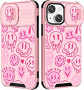 (2in1 for iPhone 13 Case Face Cute Women Phone Cover Distorted Smile Design with Slide Camera Cover Protective Unique Teen Cases for iPhone13 6.1'' by Goocrux