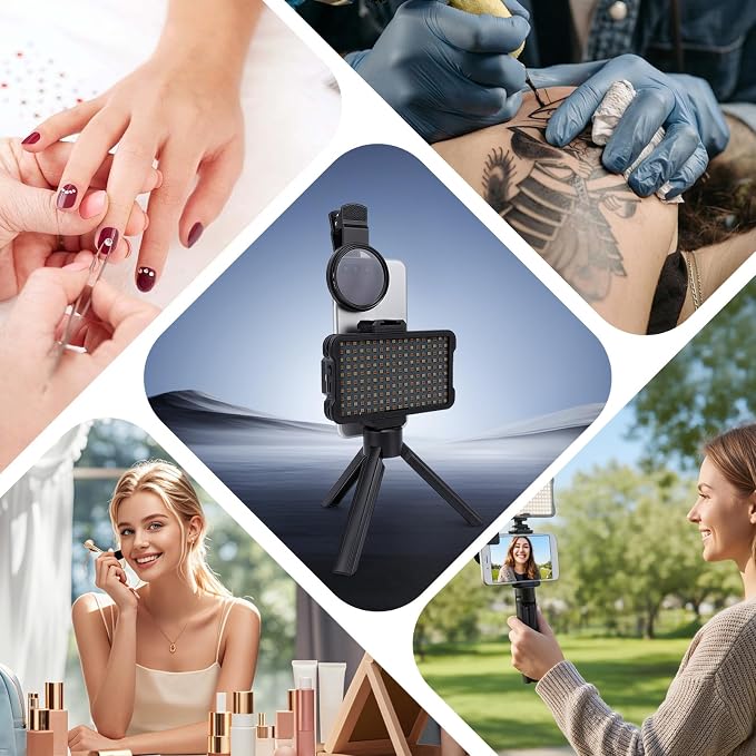 180 LED Tattoo Light Kit with 52mm CPL Filter Lens, Adjust Brightness & Removing Reflective, Panel Light for Smartphones and Cameras, for Food Photography - Image 5