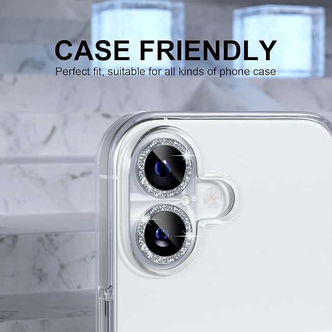 Choiche for iPhone 17 Camera Lens Protector, Light-Silver | Bling Metal Camera Cover with 9H Tempered Glass Lens Screen Protector Accessories, Strong Adsorption, Case-Friendly - Image 4