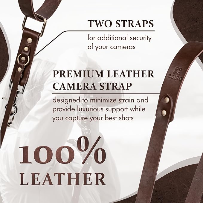 Leather Camera Strap Crossbody for DSLR, Mirrorless – Secure Dual Mount, Quick Release for Professional Photography - Image 3
