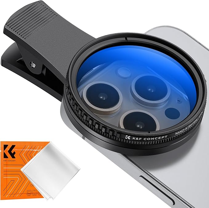 K&F CONCEPT 52mm Clip-on CPL Phone Camera Lens Filter Kit | Circular Polarizer Polarizing Filter Compatible with iPhone 17 16 15 14 13 12 11 by KFCONCEPT