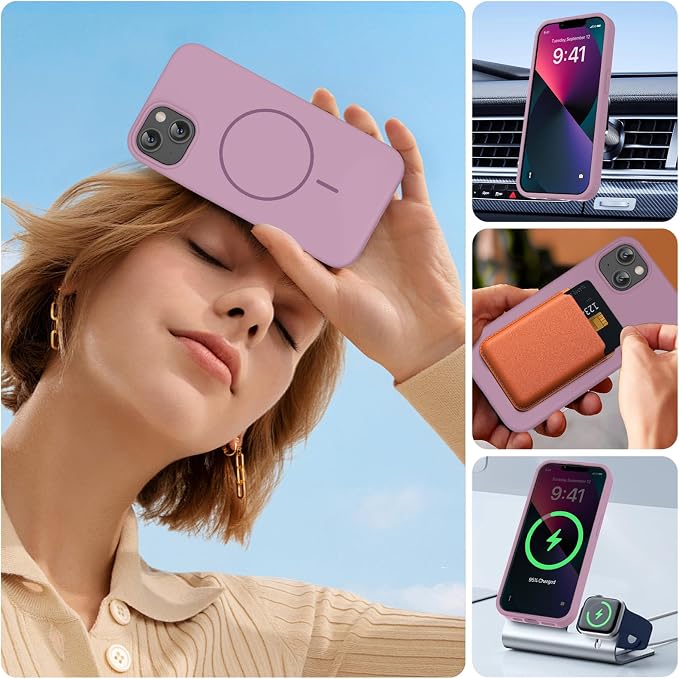Miracase Silicone & Magnetic for iPhone 13 Case, Blackcurrant | Compatible with MagSafe, Soft Microfiber Lining, Premium Silicone Cover Shockproof Drop Protection Phone Case for 13 - Image 6