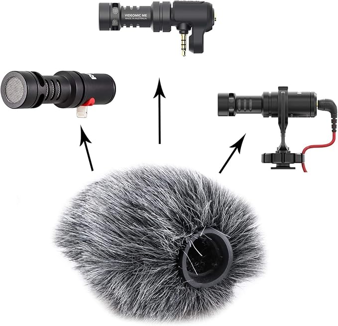 Furry Windscreen Muff, Mic Pop Filter/Foam Wind Cover fits for Rode VideoMicro and VideoMic Me Me-L Microphone by SUNMON - Image 2