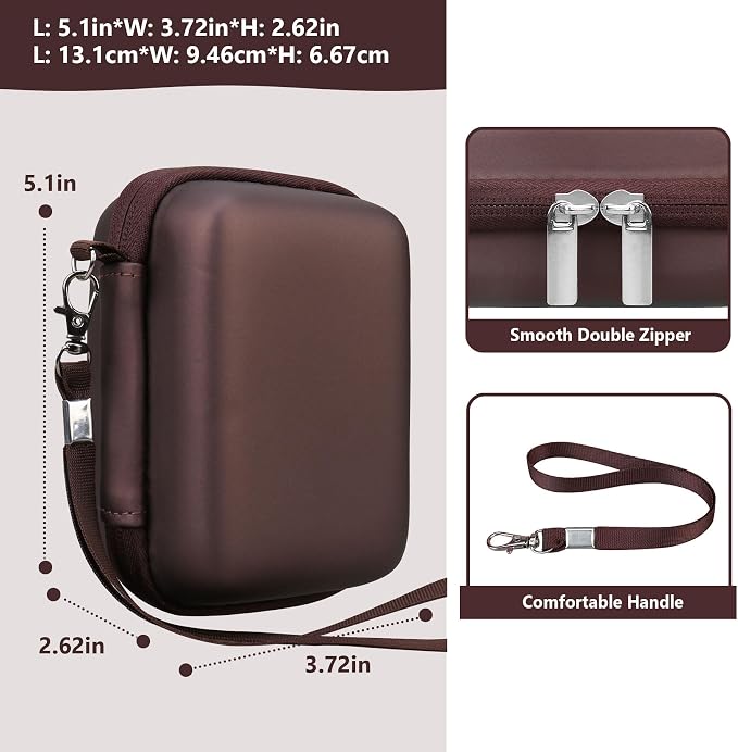 Carrying Case for Canon PowerShot SX740 HS, SX730 HS Camera, Brown | SX720 HS, SX620 HS, G7 X Mark III, G7 X Mark II Digital Camera, Storage Holder Travel Bag with Mesh Pocket for Battery Pack - Image 3
