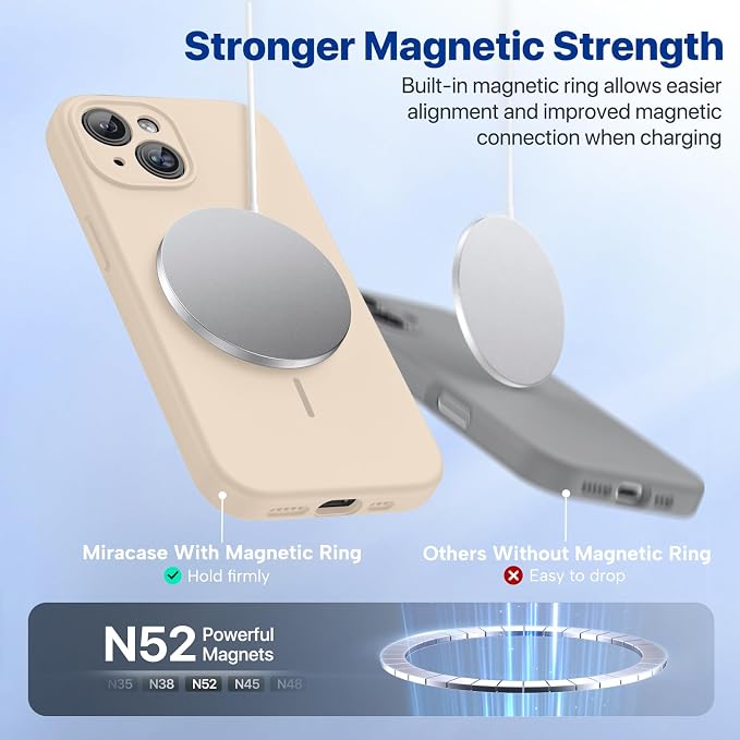 miracase Compatible with iPhone 15 Case, [Soft Anti-Scratch Microfiber Lining], Liquid Silicone Case Gel Rubber Shockproof Drop Protection Phone Case for iPhone 15, Sand - Image 5