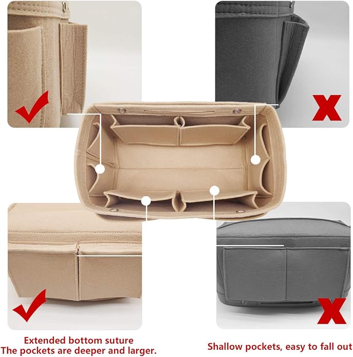 LEXSION Purse Organizer Insert Multi Pocket Bag Organizer Shaper | zipper bag, tote shaper, multi pocket bag, handbag shaper, various sizes - Image 3