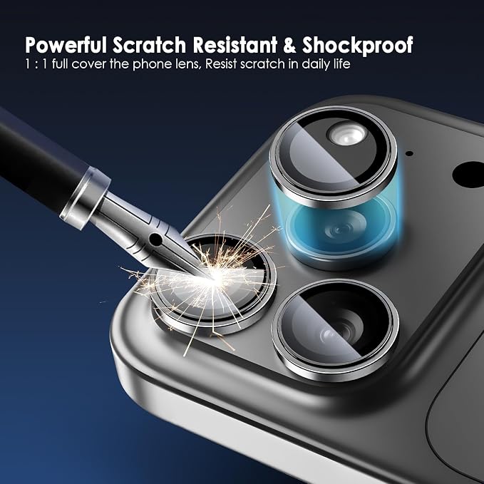 Camera Lens Protector for iPhone 17 Pro & 17 Pro Max, Titanium | AR+AF, 9H Tempered Glass, Individual Metal Ring, Anti Glare, Fall Protection, Camera Screen Cover - Image 2