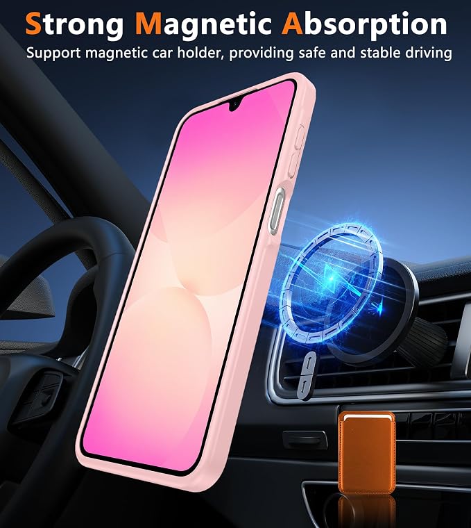 FNTCASE for Galaxy A26 5G Phone Case, Fit for Magsafe, Screen Protector | Translucent Matte, 14FT Military Grade Drop Protection, Slim Shockproof Protective, for Samsung A 26 4G Cover, Light Pink - Image 4