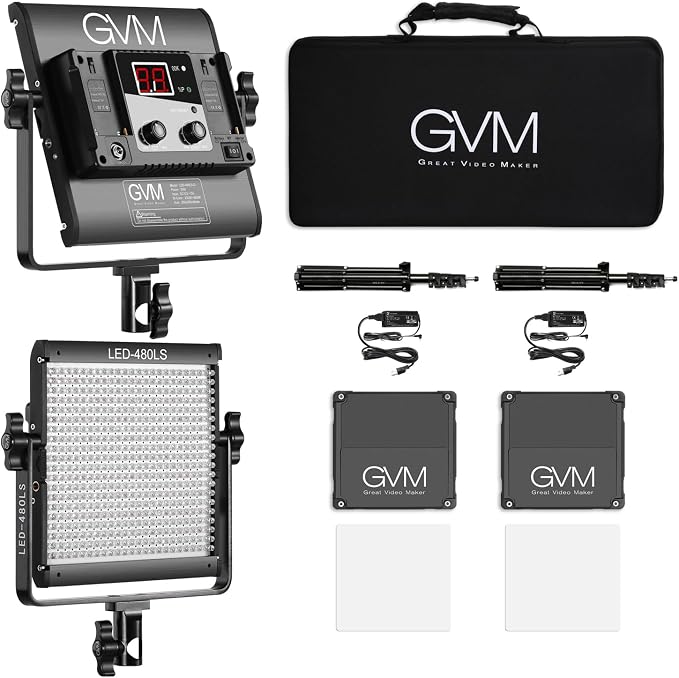 GVM 2 Pack LED Video Lighting Kits with APP Control, Bi-Color Variable 2300K~6800K with Digital Display Brightness of 10~100% for Video Photography, CRI97+ TLCI97 Led Video Light Panel +Barndoor - Image 8