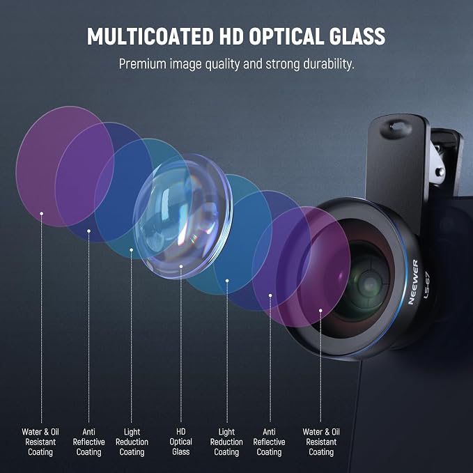 NEEWER Basics 2 in 1 Phone Camera Lens Accessories Kit, HD 0.45x Wide Angle + 15x Macro, 37mm Lens Clamp Compatible with iPhone Samsung Android Smartphone, LS-67 - Image 5