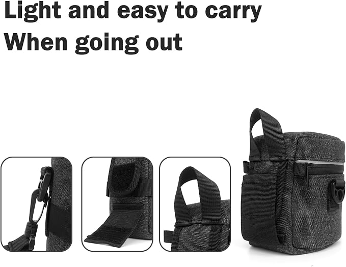 Camera Lens Case Lens Bag Compatible (3.15" x 3.74"(Canvas, Black)) - Image 6