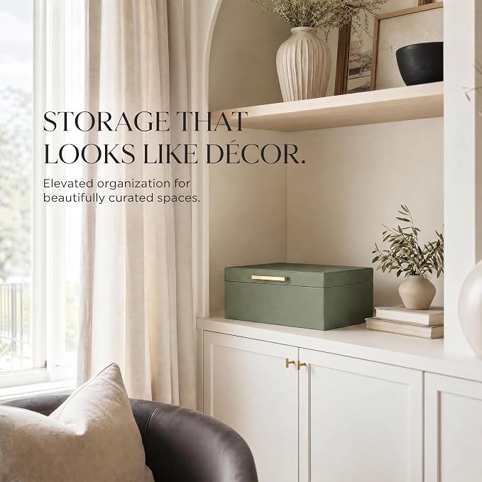 Decorative Photo Storage Box - PU Leather Organizer for 1200 4x6 Photos | Sturdy Scrapbook Storage Containers with Dividers and Lid - Portable Box Safely Stores Your Pictures - Image 2