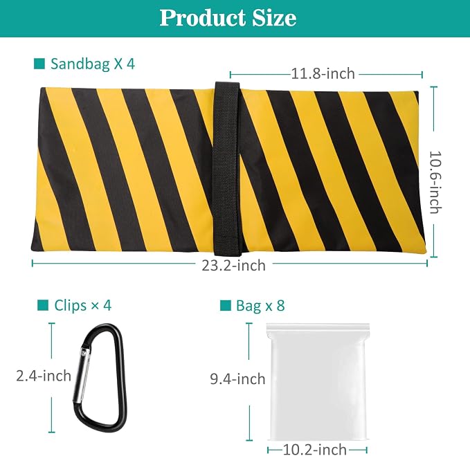 4 Packs Yellow Sandbag Weight Bags for Light Photography Video Equipment | Heavy Duty Saddlebags for Backdrop Stand, Photo Tripod, Canopy, Pop up Tent, Umbrella Base, Fishing Chair, Picnic Table - Image 5