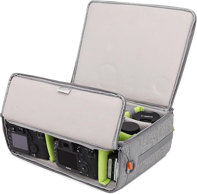 Camera Insert Bag,Shockproof &Pressure-proof Dual Opening Padded Camera Lens Cube Case Backpack,Digital DSLR SLR Mirrorless Cameras Accessories Storage Pouch for Canon,Nikon,Sony,Panasonic(L) by svatin
