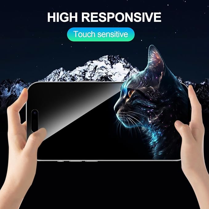 2 Pack Privacy Screen Protector for iPhone 16 Plus 6.7 Inch | Tempered Glass Film, Full Screen, Anti-Spy, Bubble Free, Case Friendly - Image 4