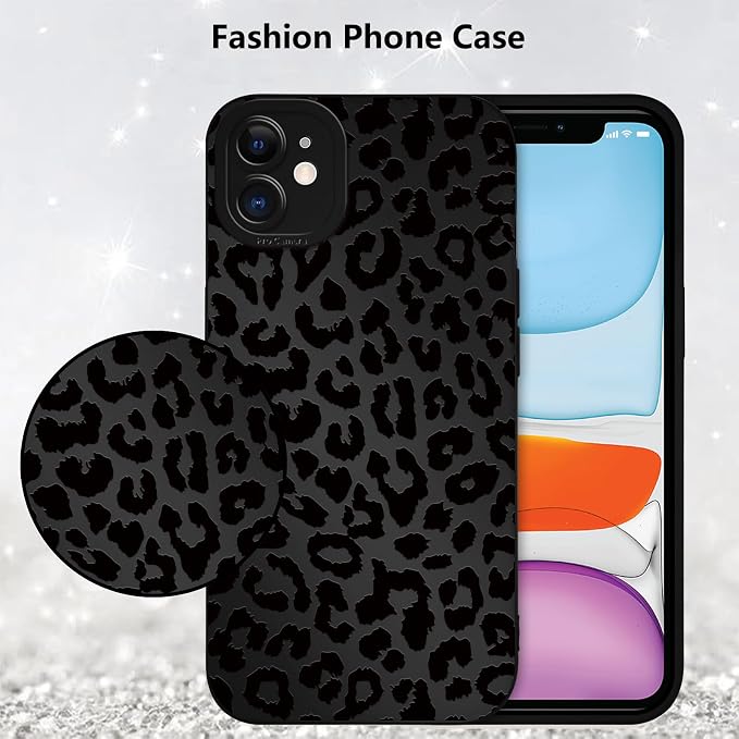 Cute Black Cheetah Print Phone Case for iPhone 11 6.1" | Aesthetic Leopard Pattern Design Cover Full Camera Lens Protective Shockproof Soft Slim TPU Funda for Men Women Girls - Image 6
