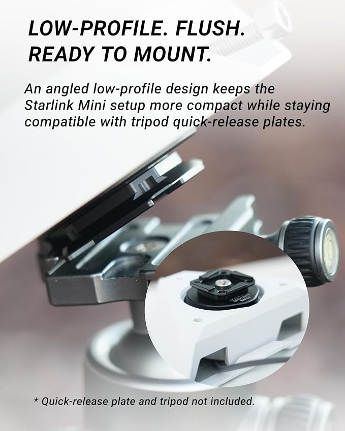 ORLNK Tripod Adapter Mount for Starlink Mini with 1/4"-20 - Flush Install | Fits Quick-Release Plate, Ball Mount Clamp, Flush Installation, Lightweight Aluminum Alloy, ORLNK SM04 Matte Black - Image 5