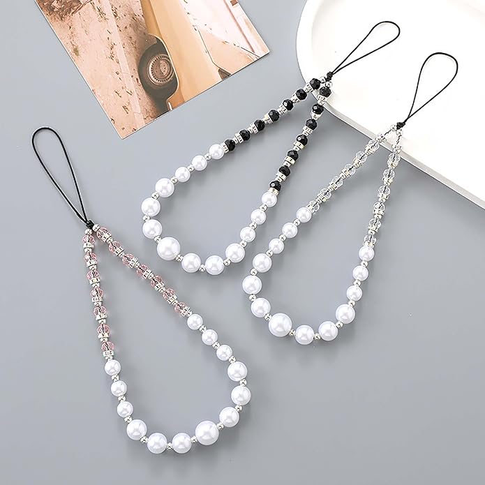 Beaded Phone Charm Lanyard Strap Girly Style Fixed Beads Pearl Lanyards - Image 5