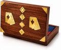 Wooden Playing Card Holder Deck Box Storage Case Includes Cards & Dice | Includes 2 card packs with dice, ideal for poker, bridge, card games, travel, gifting, collectible display & game room décor by TheGreatIndianBazaar