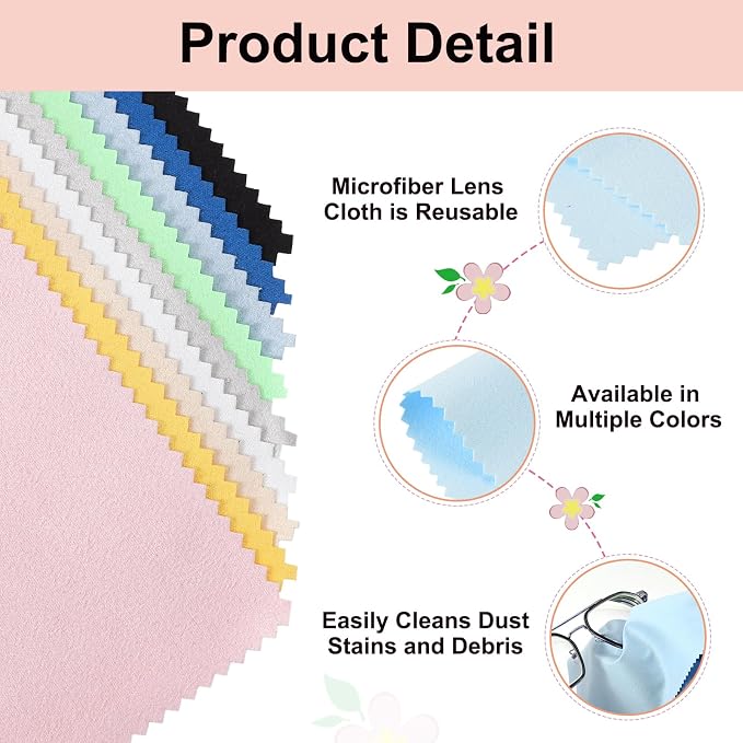 uxcell 6 Pcs Microfiber Cleaning Cloth for Glasses, 8 x 8 Inch Eyeglass Cleaning Cloth, Glasses Cleaner Wipes for Electronics Lenses Screens Cameras Cell Phones, Light Blue - Image 3