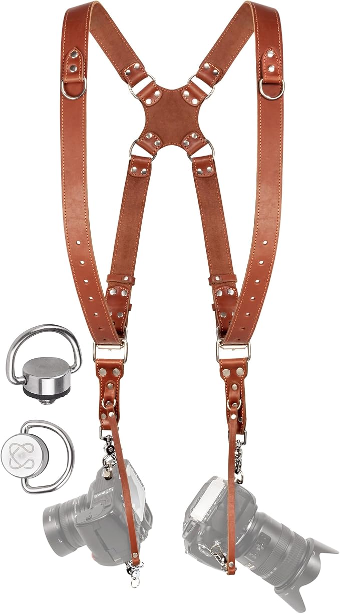 Dual Camera Harness Leather Camera Strap DSLR/SLR, All-Day Comfort by CCoiro