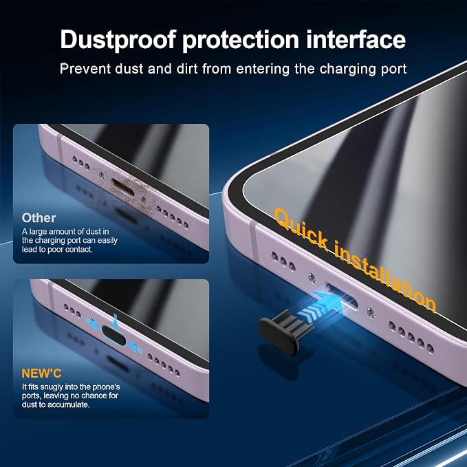 NEW'C 3x Privacy for iPhone 14 Screen Protector (6.1 inches)+ 3x Camera Lens Protector, Sensor Protection, Case Friendly Tempered Glass Film +Dust Plug - Enhanced Privacy Angle of 28 Degrees - Image 4
