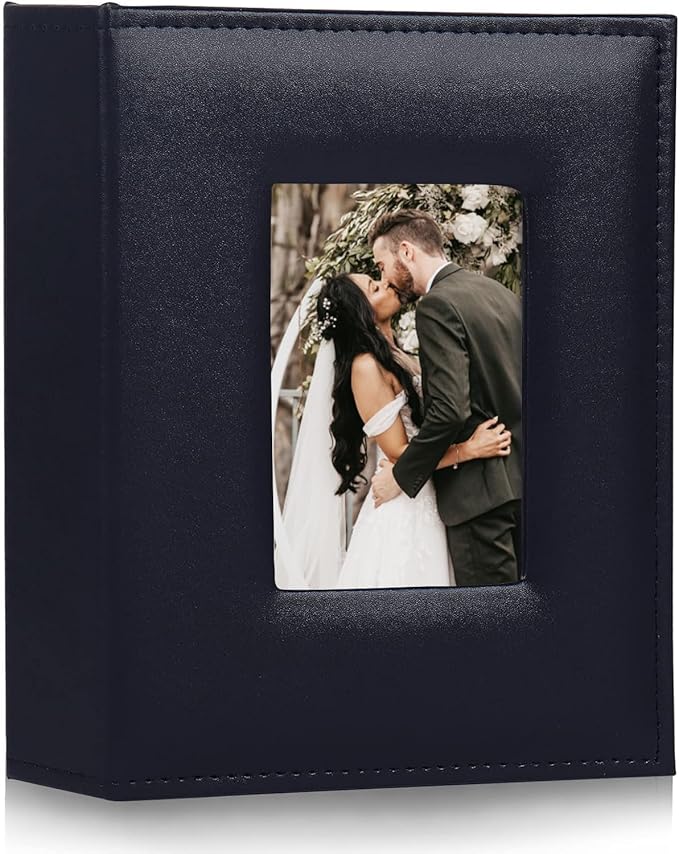 RECUTMS Adventure Photo Album, Blue, 6x4, 200 Photo Slots, Premium Leather Cover, Sleeves, Personalized, Suitable for Birthdays, Weddings, Parties | Black Page, Horizontal Pockets, Family Anniversary Birthday Memory Book, DIY Cover Window, Baby Photobo... by RECUTMS