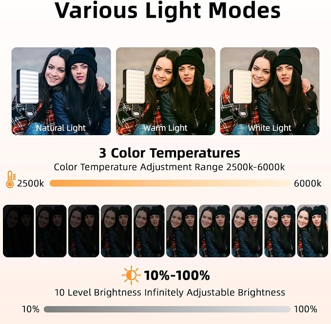 Magnetic Selfie Light for Cell Phone, gliship 128 Led Selfie Light Compatible with Magsafe Rechargeable Portable Clip Fill Light with 3 Lights Modes for Phone Camera Laptop Camera - Image 2
