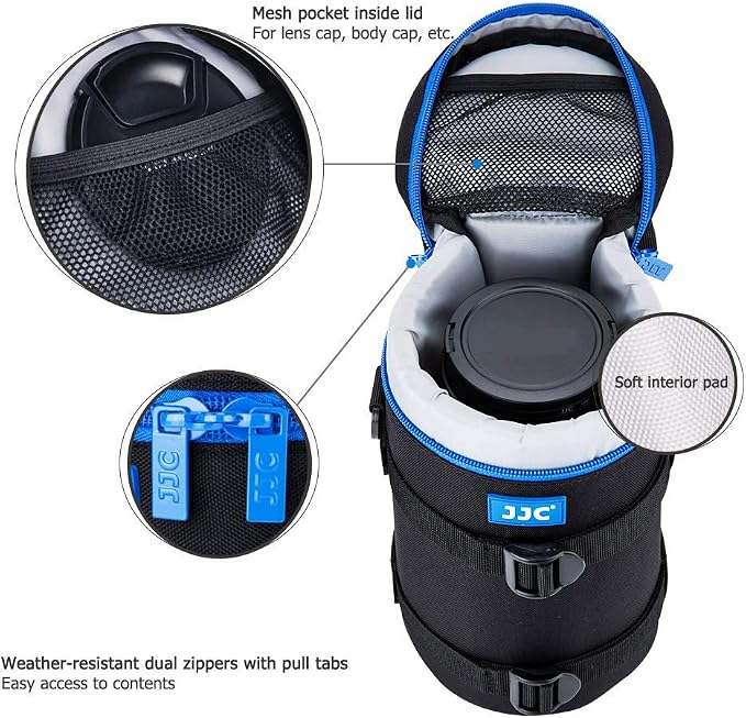 JJC Deluxe Lens Case Pouch Bag for Camera Lens Below 4.3" x 8.8"(D x L) | for Canon EF 100-400mm f4.5-5.6L IS USM/EF 70-200mm f2.8L, RF 600mm f11, Nikon AF 80-200mm f2.8D/AF-S 70-200mm f2.8G Lens - Image 4