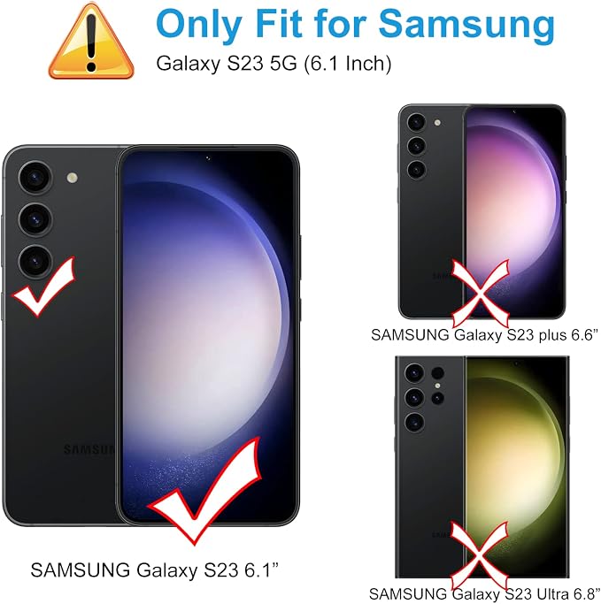 LYWHL for 3 Pack Samsung Galaxy S23 Tempered Glass Screen Protector with 2 Pack Camera Lens Protector, Support Fingerprint Unlock, Sensitive Touch 9H Shatterproof Bubble Free Case Friendly - Image 2