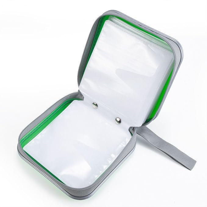LIOVODE DVD Case, 48 Capacity Hard Plastic CD Case Holder for Car | DVD Storage, Hand Strap, Zipper Closure, Scratch-Resistant Sleeves, CD Storage for Music Blu-Ray Game Disc for Travel Office - Image 4
