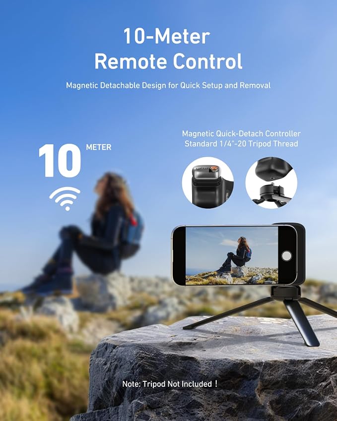 TELESIN Fun Shot Magnetic Phone Camera Grip & 360° RGB Selfie Light Kit | Phone Selfie Grip Creator Kit for iPhone Magsafe & Android Selfies/Photography/TikTok/Zoom Calls/Video(B) - Image 7