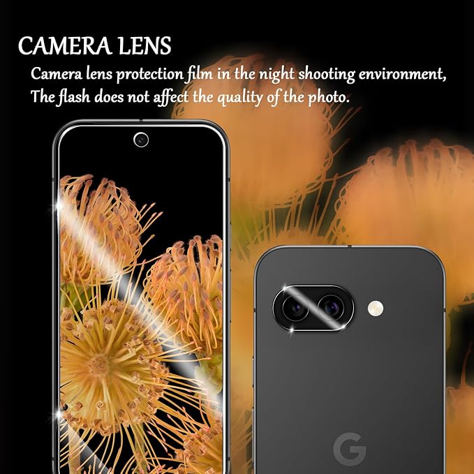 Screen Protector for Google Pixel 9A, [2+2 Pack] Tempered Glass for Pixel 9A & Camera Lens Protectors[Ultrasonic Fingerprint Unlock] [Case Friendly] [Bubble-Free] 6.3 Inches - Image 5