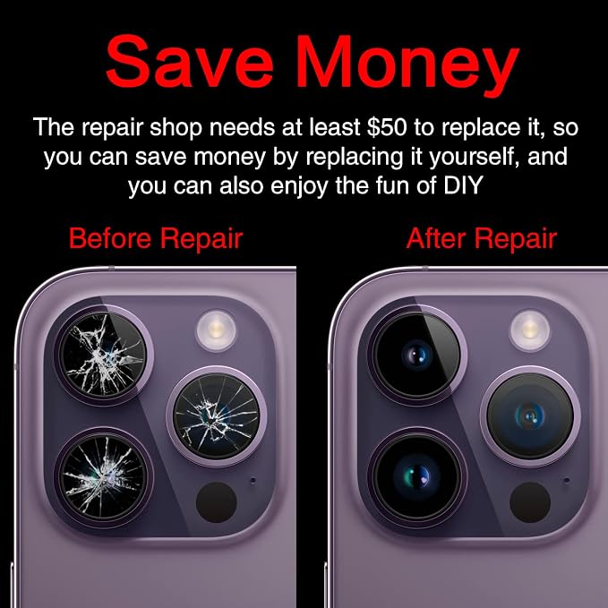 ASDAWN Back Rear Camera Lens Glass Replacement for iPhone 14 Pro 6.1 Inches with Pre-Installed Adhesive, ASDAWN Back Camera Lens Glass kit with Installation Manual + Repair Tool Set - Image 5