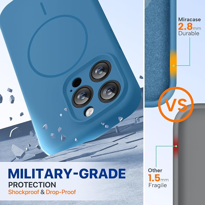 Miracase Magnetic for iPhone 15 Pro Case, Silicone, Soft Microfiber Lining | Compatible with MagSafe, Liquid Silicone Case Shockproof Drop Protection Phone Case for 15 Pro, Capri Blue - Image 2