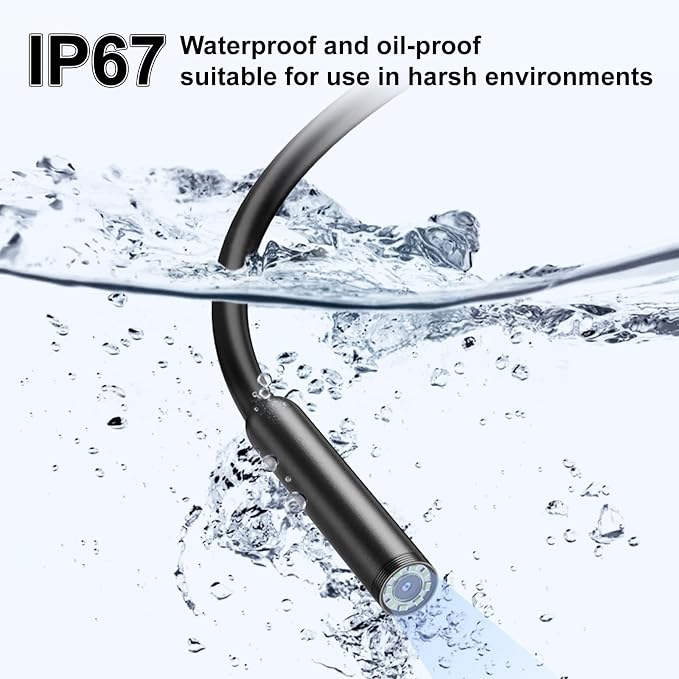 1920P HD Dual Lens Endoscope Camera Semi-Rigid Snake Cable IP67 Waterproof 8LED Lights Dimmable HD Industrial Pipeline Inspection Probe Compatible with Smartphones Endoscope Camera (9.9ft) - Image 5