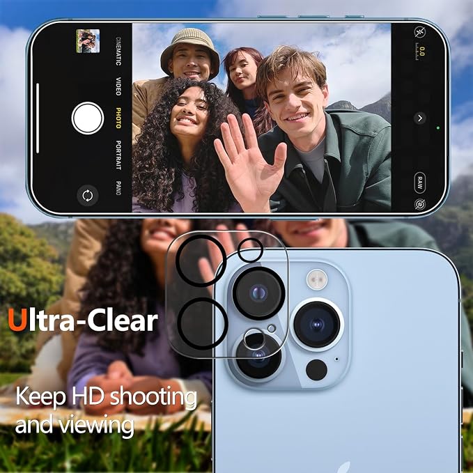 2 Pack Tempered Glass Screen Protector for iPhone 13 Pro Max | with 2 Pack Camera Lens Protector, Anti Scratch, Bubble Free, Case Friendly - Image 5