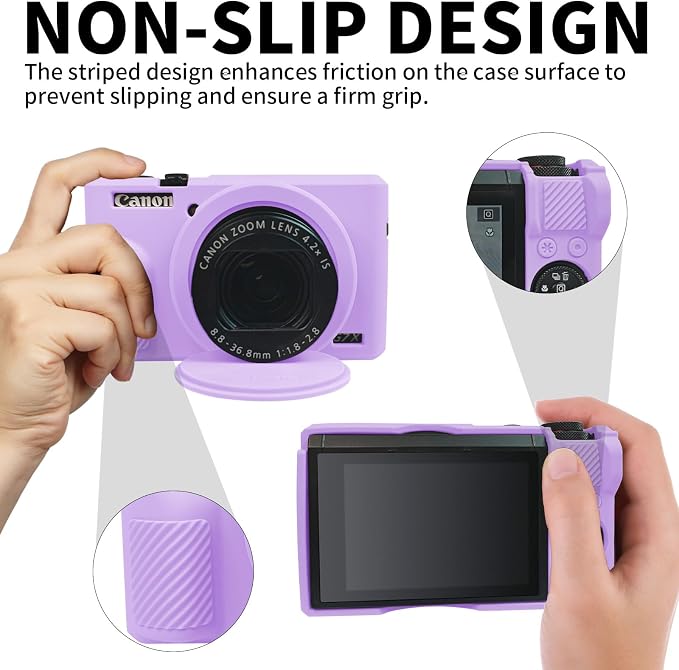 Easy Hood Camera Case Cover for Canon Powershot G7X Mark III Camera(Purple) | With Removable Lens Cover,Soft Silicone Protective Case,Anti-Scratch,Slim Fit,Enhanced Grip,Lightweight Camera Accessories - Image 4