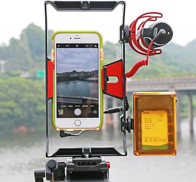 FocusFoto Smartphone Video Rig Camera Cage Mount Holder Stabilizer Handle Grip for 4~7 inch Mobile Cell Phone iPhone Filmmaking Professional Videomaker for iPhone Xs Max X 8 Plus Huawei P20 mate20 PRO - Image 7