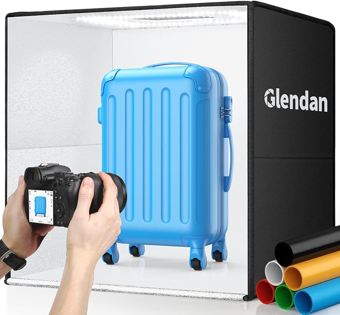 Glendan 24"x24" Light Box Photography, Large Photo Light Box | 288 LED Beads, CRI >95, Professional Portable Photo Booth Shooting Tent Kit with 6 Color Backdrops for Product Photography by Glendan
