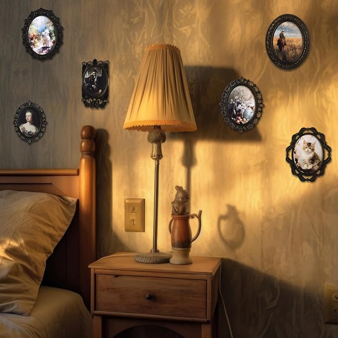 Halloscume 7 Pcs Miniature Picture Frames Mini Vintage Photo Frames Miniature Dollhouse Accessories on 1:12 Scale for Dollhouse DIY Craft Projects Art Jewelry Display Home Decor(Black) - Image 7