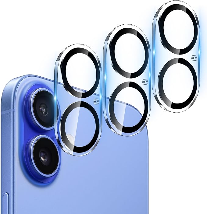 Dengduoduo Camera Lens Protector for iPhone 16 and 16 Plus 3 Pack, Tempered Glass, Ultra HD, 9H Hardness, Anti-Scratch, Case Friendly, Easy to Install [No Affect on Night Shots] by Dengduoduo