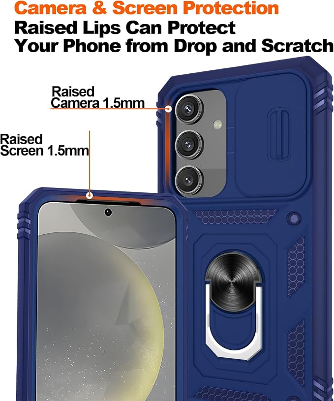 Gritup for Galaxy S24 Case: Samsung Galaxy S24 Case with Screen Protector*2 | Magnetic Stand & Slide Camera Cover | Shock Proof Military-Grade para S 24 Cover -Blue - Image 5