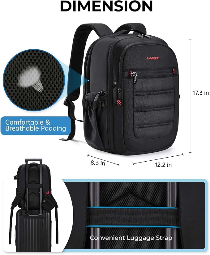 BAGSMART Camera Bag for DSLR, Waterproof Camera Backpacks for Photographers, Camera Case with Laptop Compartment-15.6" Black - Image 6