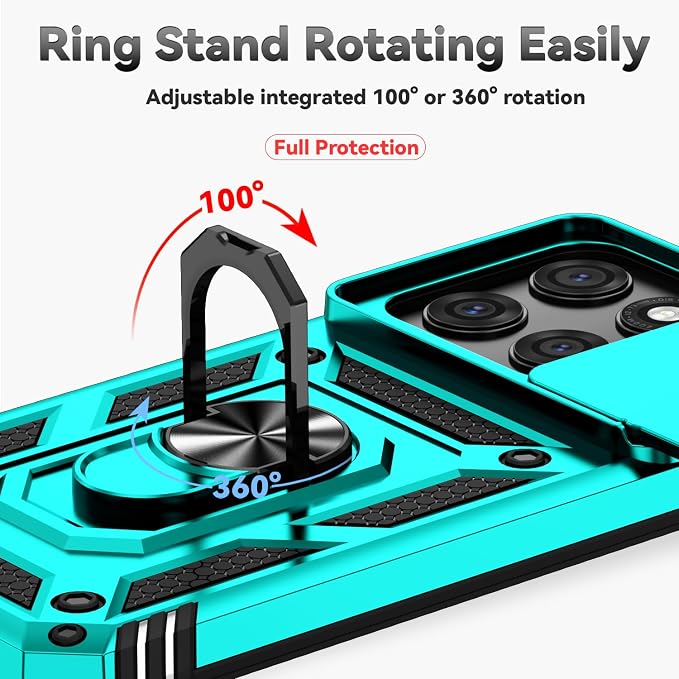 SunStory Compatible with Motorola Moto Edge 2026 Case with HD Screen Protector & Slide Camera Cover & Rotated Ring Kickstand, [Military-Grade] Phone Case for Moto Edge 2026,Teal - Image 4