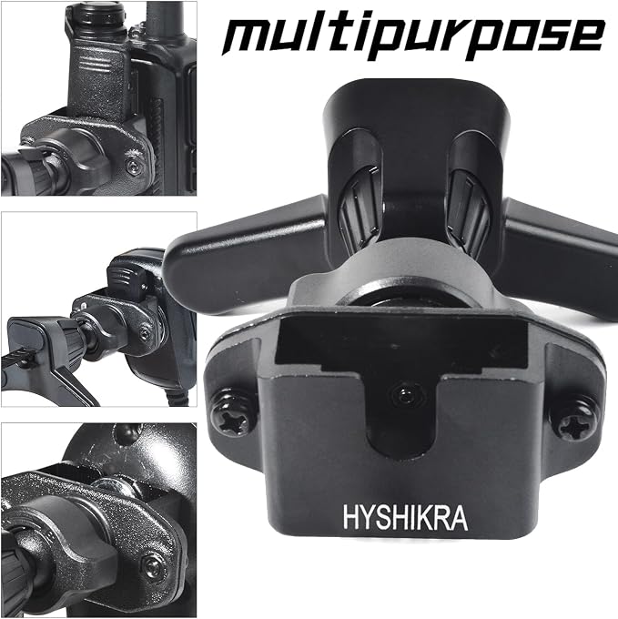 Car Radio Holder Mount, Super Stable Air Vent Mic Car Mount with Ball Joint Metal Hook Clip and Non-Slip Design for BaoFeng pxton Yaesu Motorola Midland Cobra CB Walkie-Talkie Microphone - Image 5