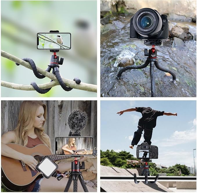 Portable Camera Tripod, Mini Flexible Stand for Phone with Cold Shoe Phone Mount for iPhone iPhone 17 16 15 14 Pro Max XS Max X Canon Nikon Sony DJ Pocket 3 Cameras Gopro Travel - Image 7