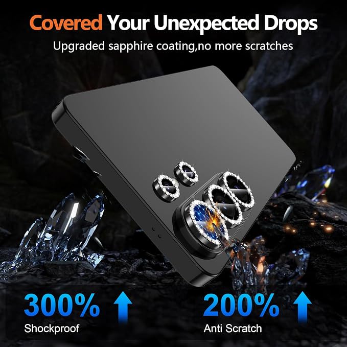 for Samsung Galaxy S26 Ultra Camera Lens Protector, Individual Metal Ring Tempered Glass Lens Cover, [Strong Adsorption] Scratch Resistant Ultra-Thin HD Clear Lens Cover, 1 Set-Black Diamond - Image 5