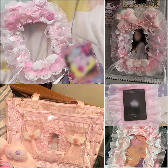 Cute Pink photocard Holder, Kpop pc Photo Card Holder Keychain, Clear id Badge Cover Cute, ita Bag Accessories Decorations - Image 4